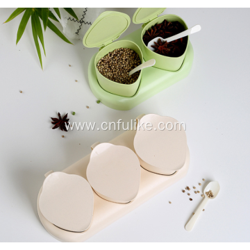 Bamboo Fiber Salt Spices Condiment Container